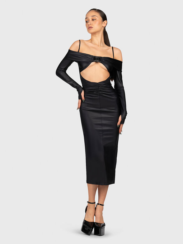 Black midi dress with cut out details - 6