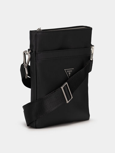 Black crossbody bag with metal logo detail - 5