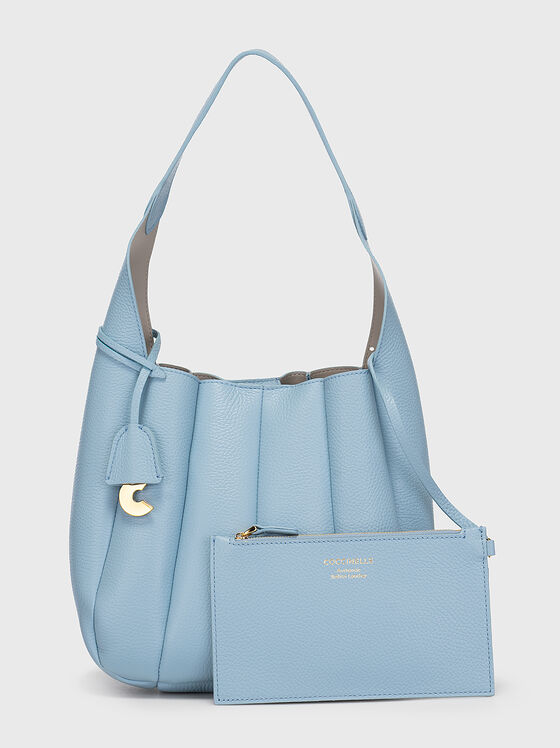 Blue leather bag with purse - 1