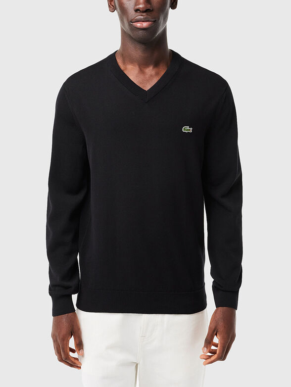 Black sweater with logo detail  - 1