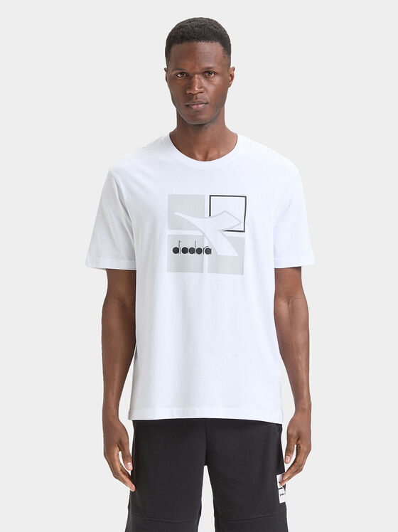 Tricou alb cu imprimeu logo - 1