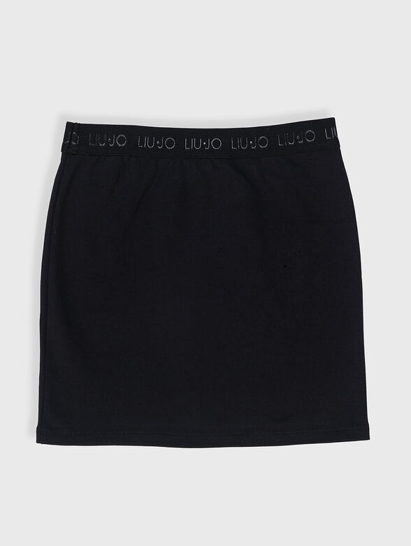 Black cotton blend skirt with logo accent - 2