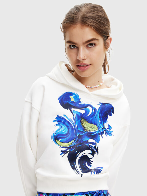 FLOWY cotton sweatshirt with print - 4