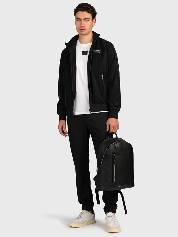 Black cotton T-shirt with contrasting logo - 2
