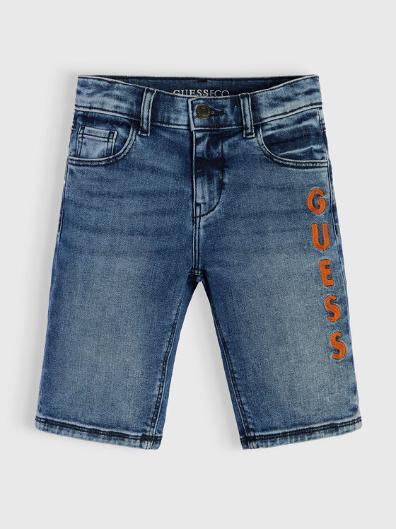 Pantaloni scurți din blug cu logo brodat - 1