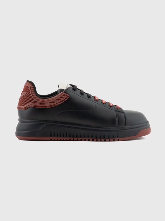 Leather sneakers with logo - 1