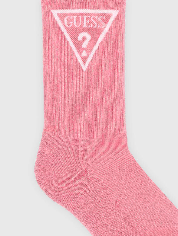 Pink socks with contrasting logo - 2
