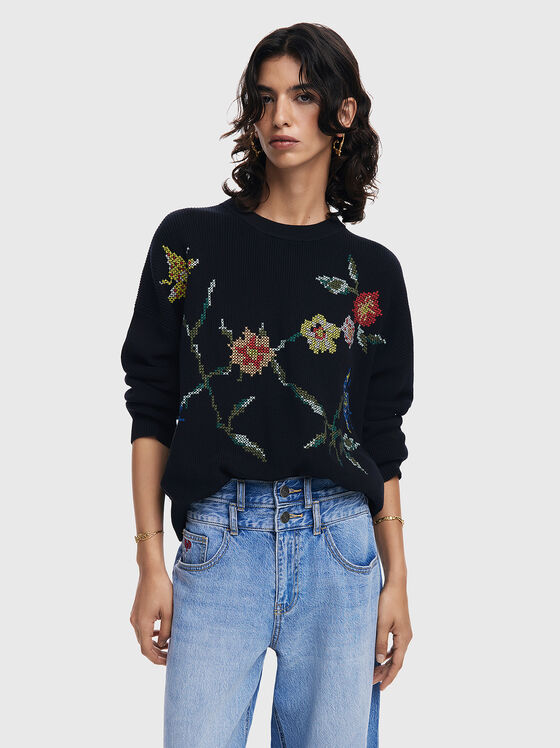 Pulover MASSILIA cu broderie florală  - 1