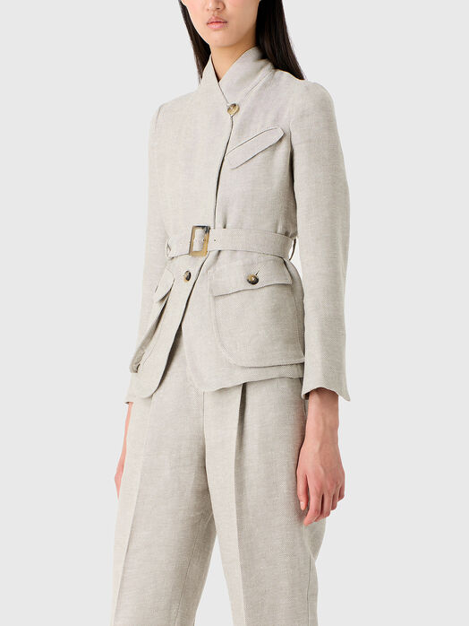 Linen jacket with belt