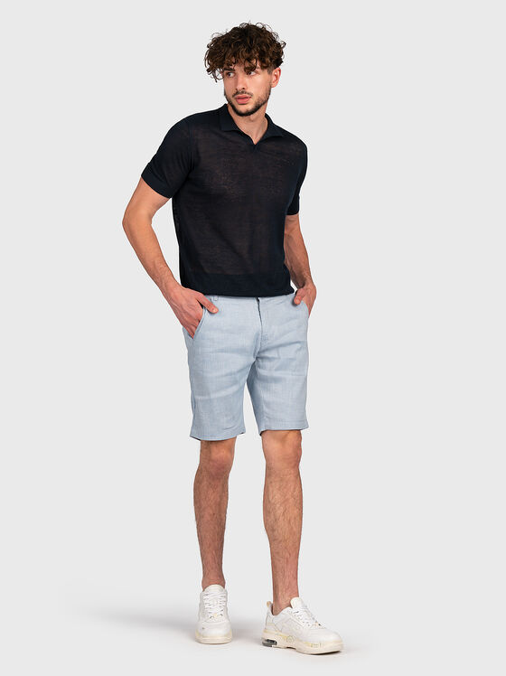 Tricou polo din in tricotat albastru - 2