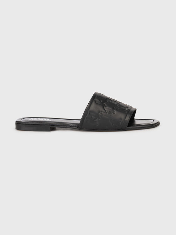 Papuci din piele BRIO cu accent de logo monogramă - 1