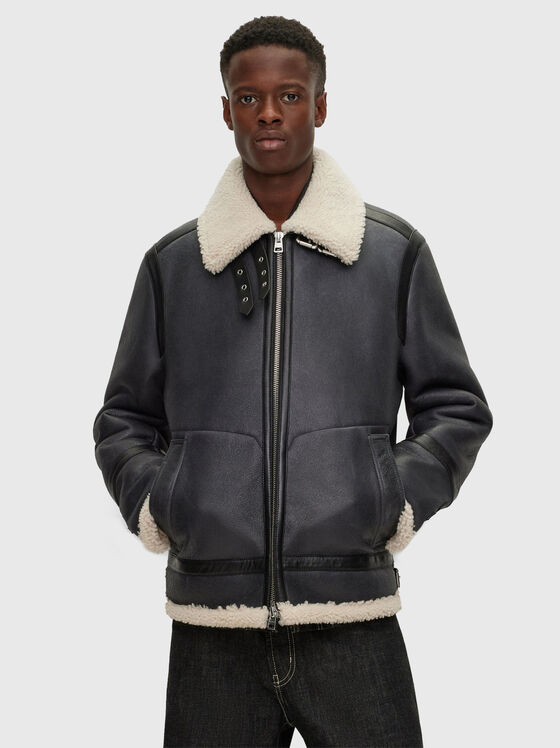 Dark grey leather jacket  - 1