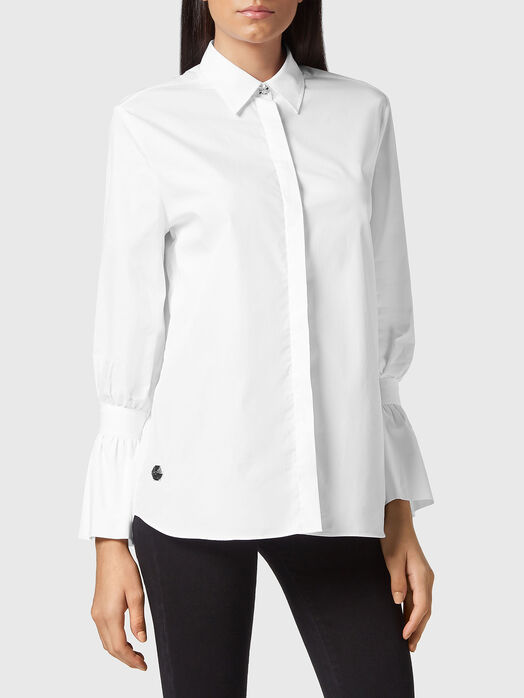 White shirt with flared sleeve detail