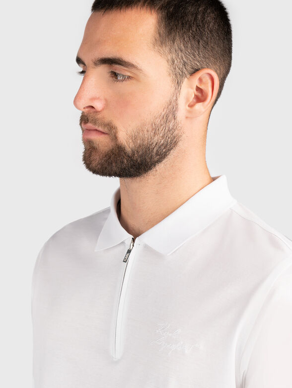 Zip-up polo shirt in white - 4