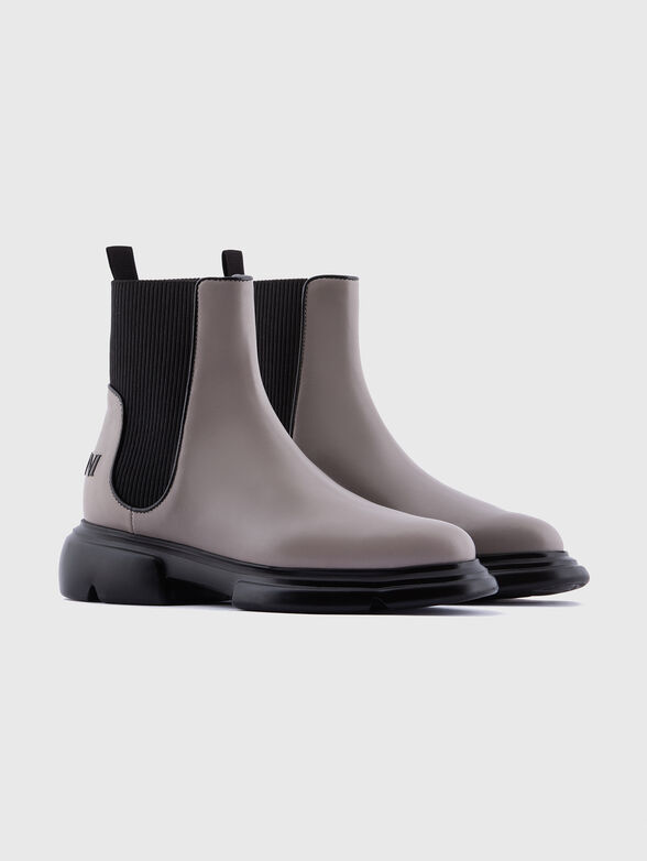 Leather ankle boots with embossed logo - 2