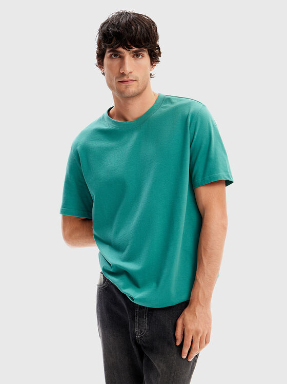 Green cotton T-shirt with logo embroidery - 1
