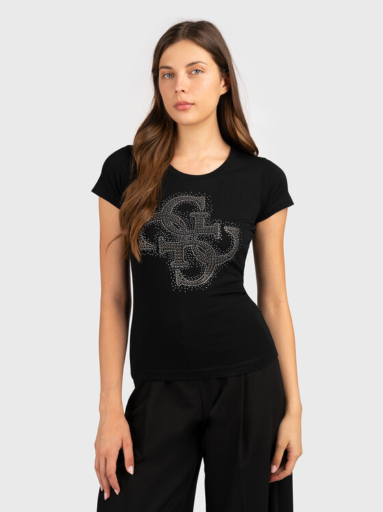Tricou cu logo 4G cu cristale aplicate - 1