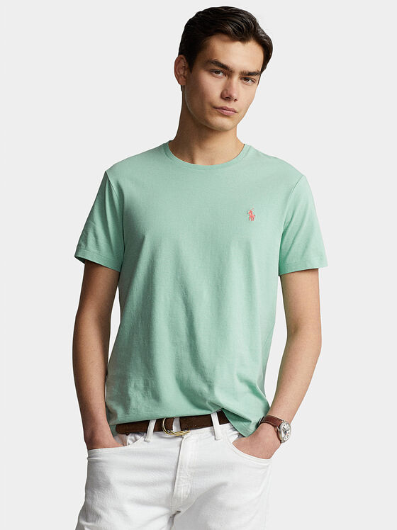 Tricou din bumbac cu logo verde - 1