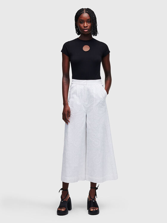 Pantaloni albi ANGLAISE ANGLAISE cu broderie - 1