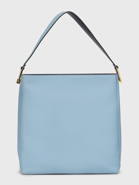 Blue leather bag with metal accents - 3