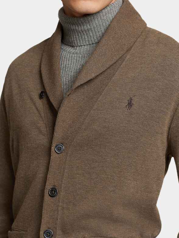 Cotton blend cardigan with shawl collar - 4