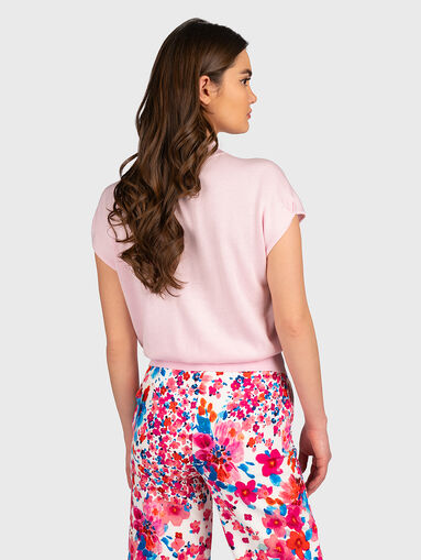 Pink sweater with short sleeves and appliques - 3