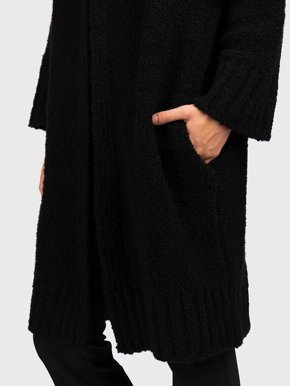 Black wool blend coat - 5