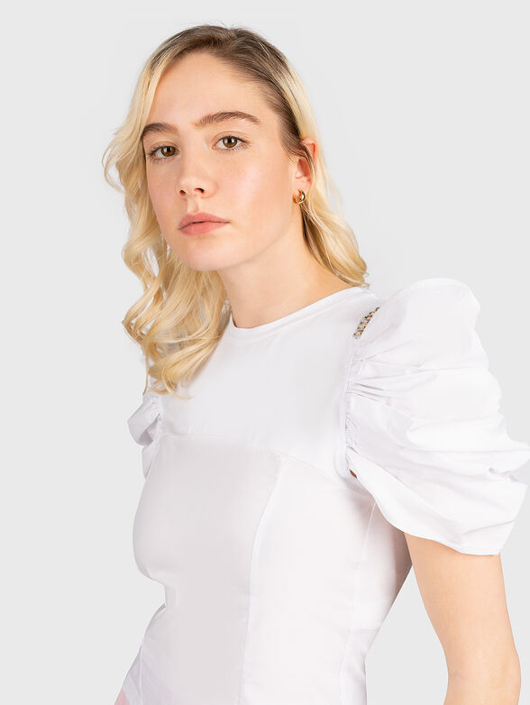 Blouse with accented bouffant sleeves - 4