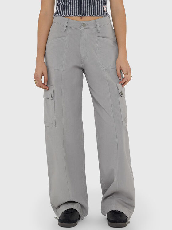 Pantaloni cargo evazați gri - 1