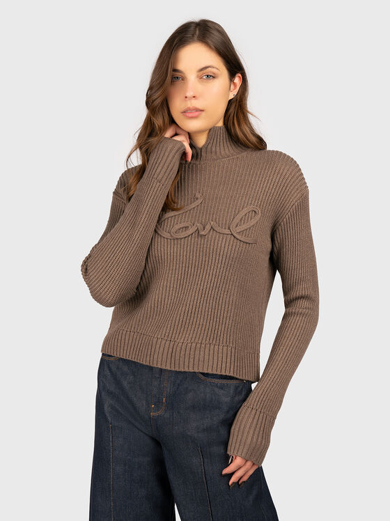 Pulover cu guler polo din amestec de lână - 1