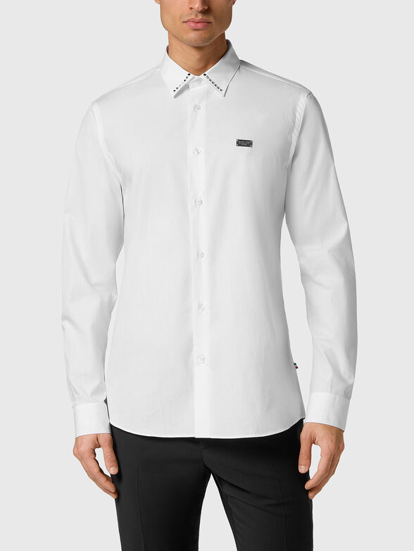 Logo patch shirt in black  - 1