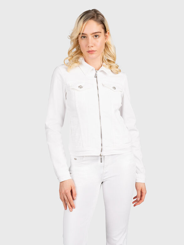 White denim jacket with zip - 1