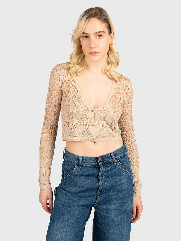 Cropped knitted cardigan with buttons - 1