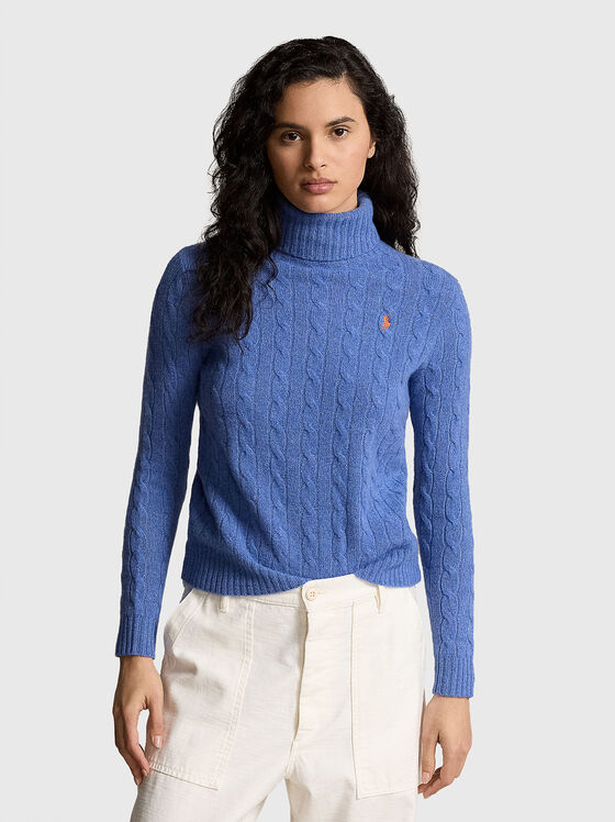 Pulover cu motiv tricotat și logo - 1