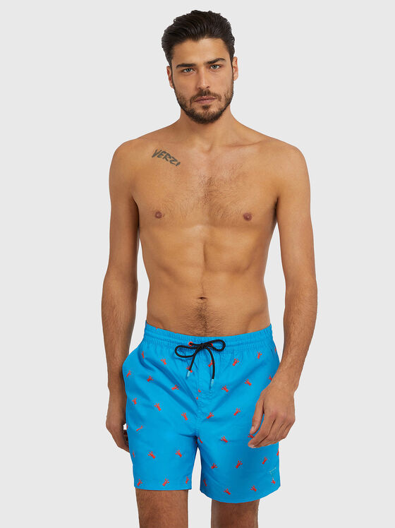 Pantaloni scurți de plajă albaștri cu imprimeu - 1