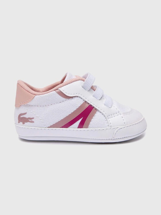 Pantofi sport albi cu detalii roz - 1