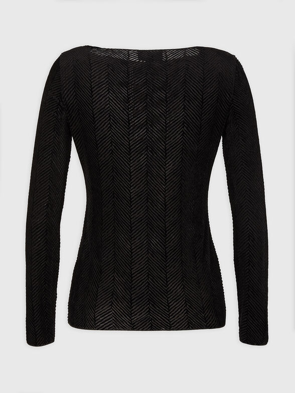 Long-sleeved blouse with oval neckline - 2