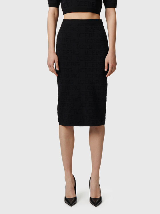 Knitted midi skirt with logo accent - 1