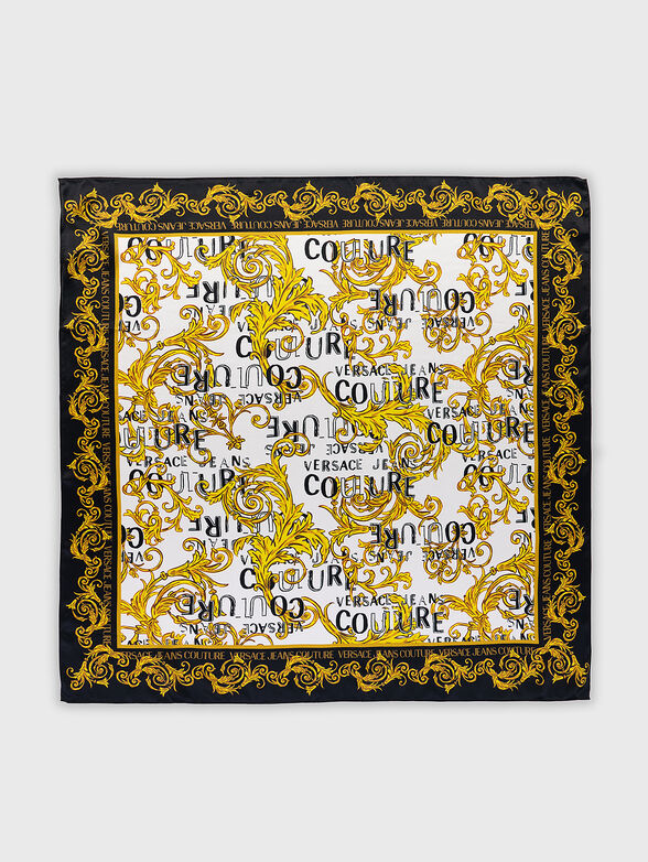 Square scarf with gold logo details - 2