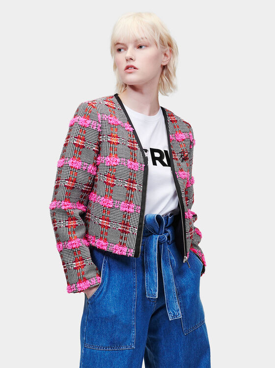 Bouclé cropped plaid jacket  - 1