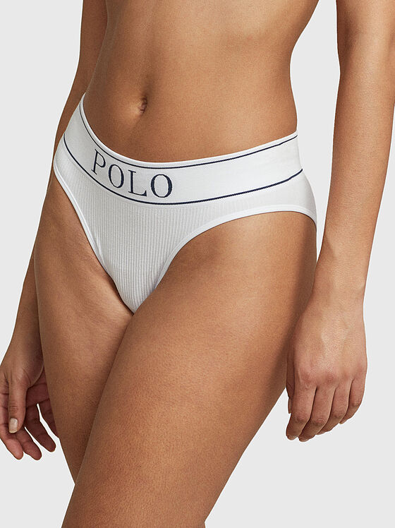 Bikini alb cu accent pe logo - 1