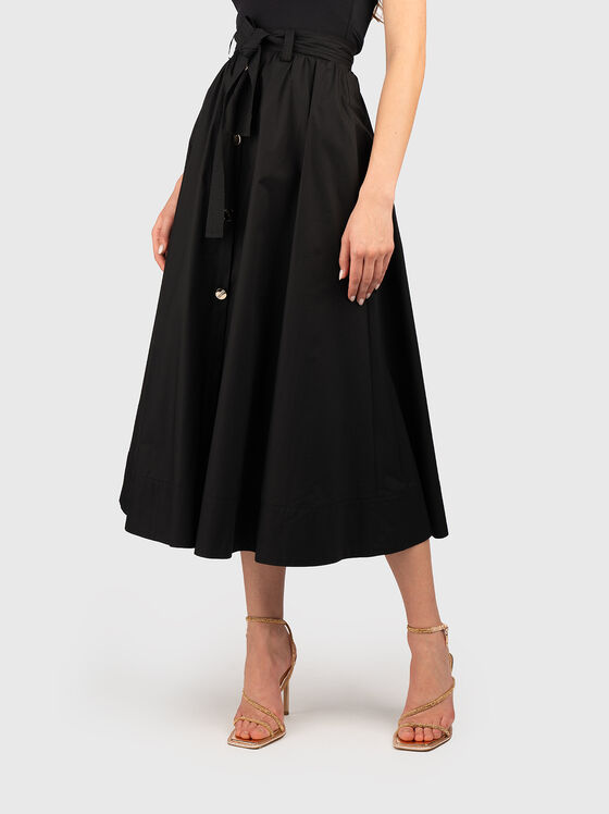 Cotton midi skirt with buttons - 1