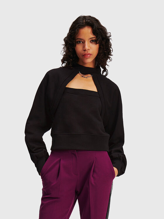 Black sweatshirt with accent chain - 1