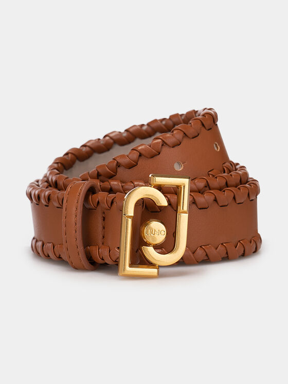 Black belt with gold logo buckle - 1