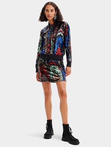 Bomber jacket with multicolored sequins - 5