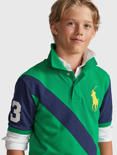 Green Polo shirt with contrast details - 3