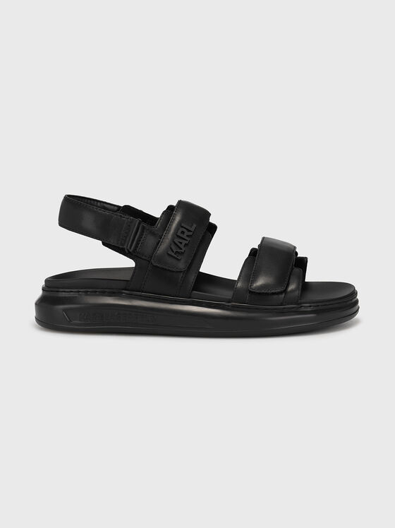 Sandale din piele neagră KAPRI MENS cu logo - 1