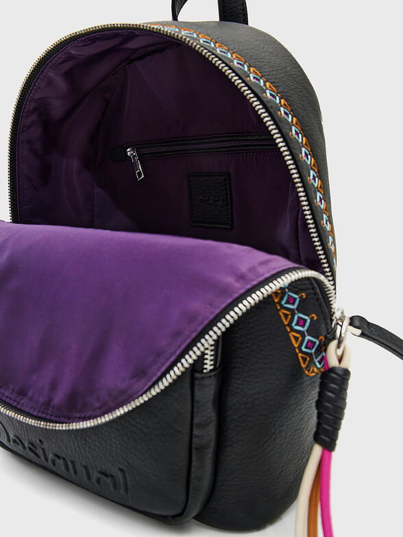 Black embroidered backpack - 4