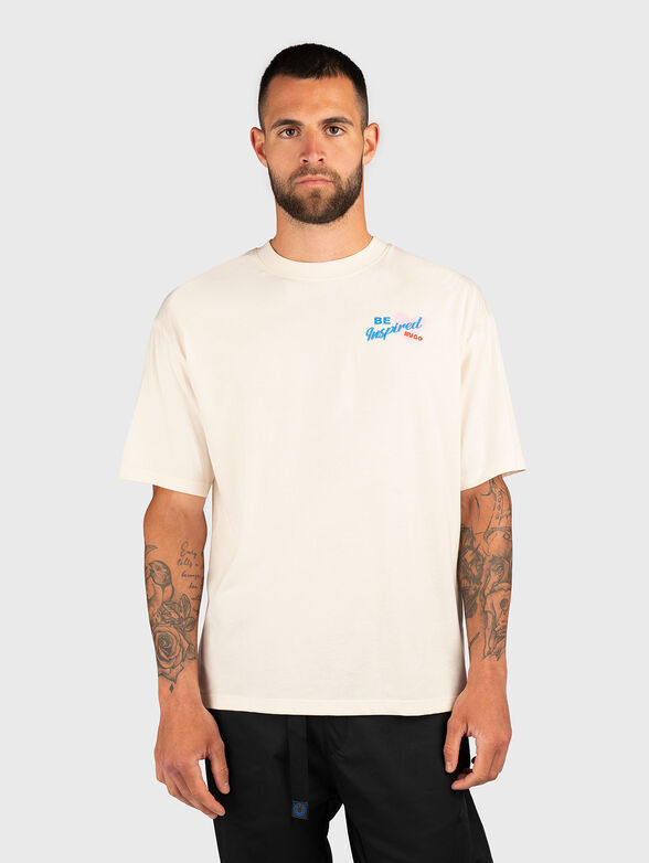 T-shirt with oval neckline and print - 1