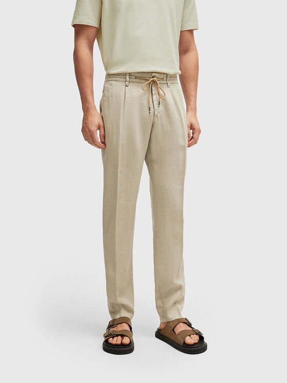 GENIUS beige linen trousers with ties - 1